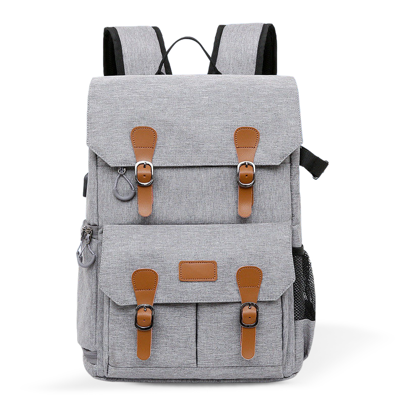 Zaino per attrezzatura per fotocamera di grande capacità con copertura pioggia impermeabile, adatto per laptop da 15,6 pollici e telecamere DSLR (grigio scuro)